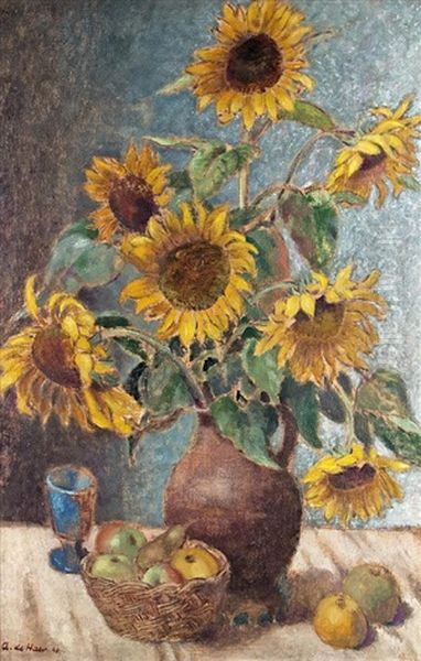 Sonnenblumen Iv Oil Painting by Adolf De Haer