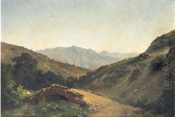 Paisaje Montanoso Con Puente Oil Painting by Carlos de Haes