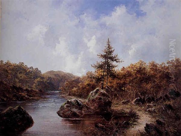 Paisaje Con Rio Oil Painting by Carlos de Haes