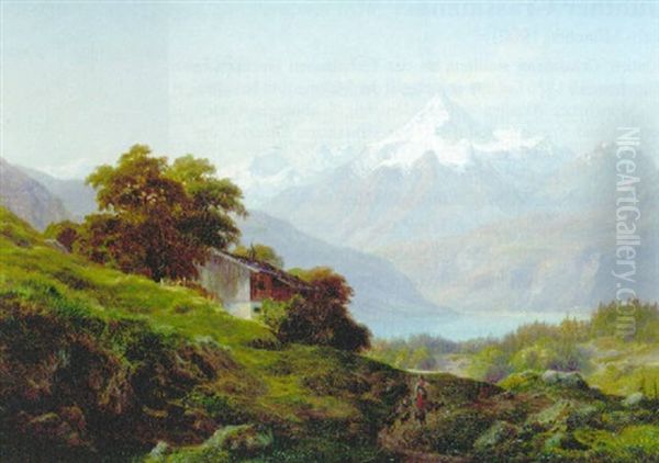 Blick Auf Das Wiesbachhorn Bei Zell Am See Oil Painting by Johann Georg Haeselich