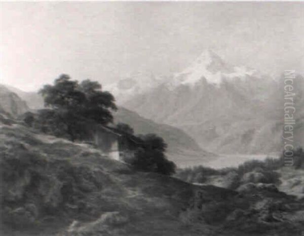 Blick Auf Das Wiesbachhorn Bei Zell Am See Oil Painting by Johann Georg Haeselich