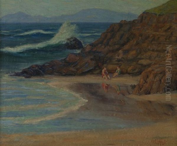 Coastal With Figures Oil Painting by Virgil Otto Hafen