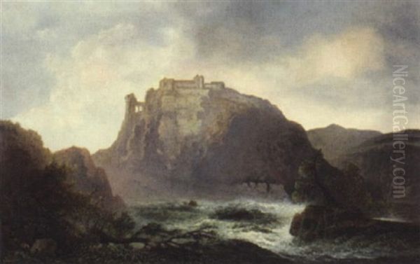 Fluslandschaft Mit Dem Kloster Montecassino Oil Painting by Carl (Baron von) Hafften