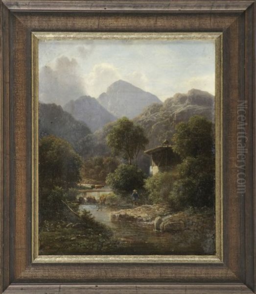 Gebirgslandschaft Oil Painting by Carl Hafner