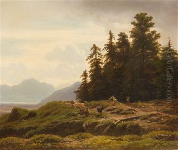 Parthie Am Schroffen In Brannenburg Oil Painting by Carl Hafner