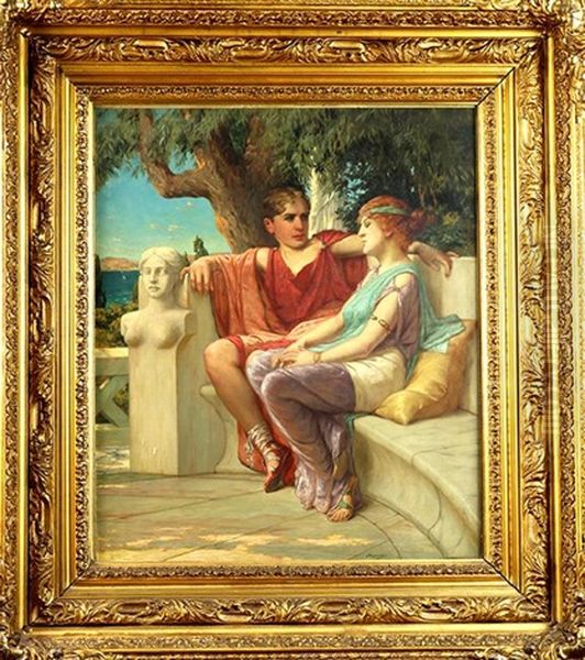 Neoclassical Genre Scene With Two Figures Oil Painting by James Hagaman