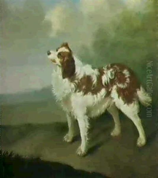 A Spaniel Standing In A Landscape Oil Painting by James Hagarty