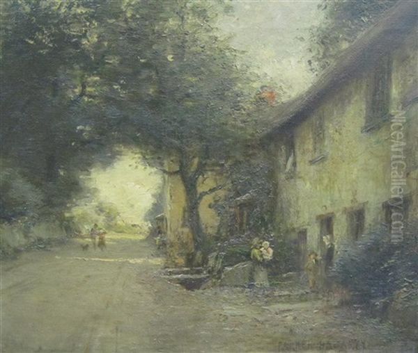 On A Village Street Oil Painting by Parker Hagarty