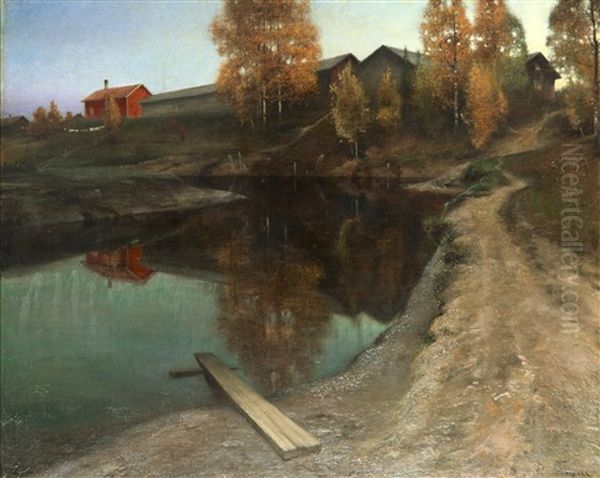 Aftonstamning I Dalarna Oil Painting by August Vilhelm Nikolaus Hagborg