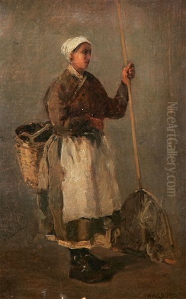 Musselplockerska Oil Painting by August Vilhelm Nikolaus Hagborg