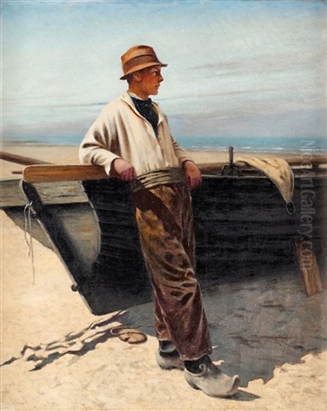 Fiskare Vid Havet by August Vilhelm Nikolaus Hagborg