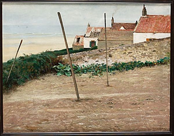 Fiskeby, Bretagne Oil Painting by August Vilhelm Nikolaus Hagborg