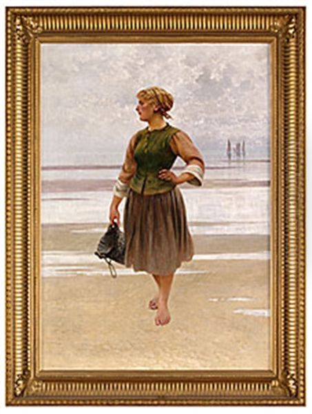 Fiskarhustru Oil Painting by August Vilhelm Nikolaus Hagborg