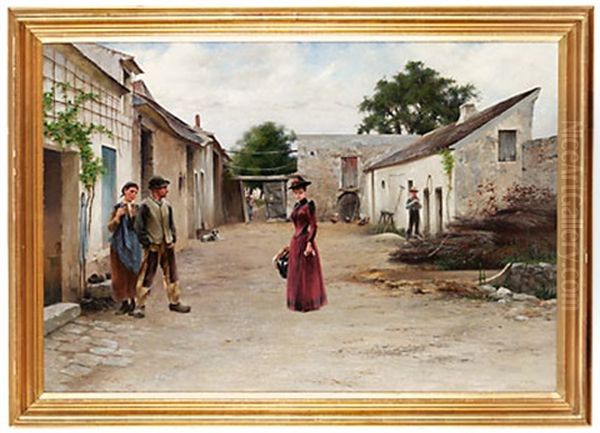 Hemkomsten Oil Painting by August Vilhelm Nikolaus Hagborg