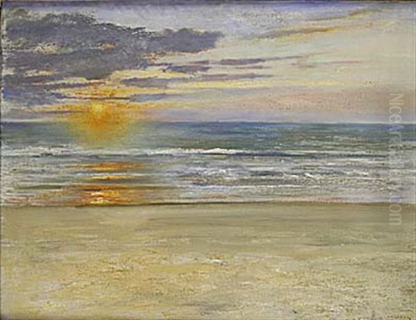 Solnedgang Oil Painting by August Vilhelm Nikolaus Hagborg