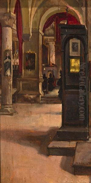 Interior De Iglesia Oil Painting by Mateo Balasch Mateu