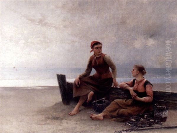 Musselplockerskor Oil Painting by August Vilhelm Nikolaus Hagborg