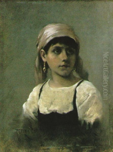 Pepina Capucci Oil Painting by August Vilhelm Nikolaus Hagborg