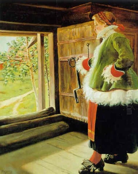 Dalkulla I Dorroppning Oil Painting by August Vilhelm Nikolaus Hagborg