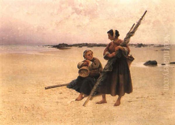 Vila Pa Stranden Oil Painting by August Vilhelm Nikolaus Hagborg