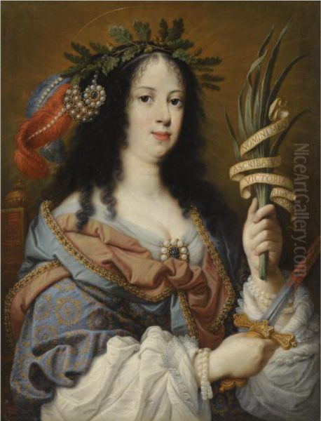 Portrait Of Vittoria Della Rovere (1622-1667), As Saintvittoria Oil Painting by Mario Balassi