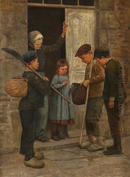 Framvisning Av Fangsten Oil Painting by Otto Hagborg