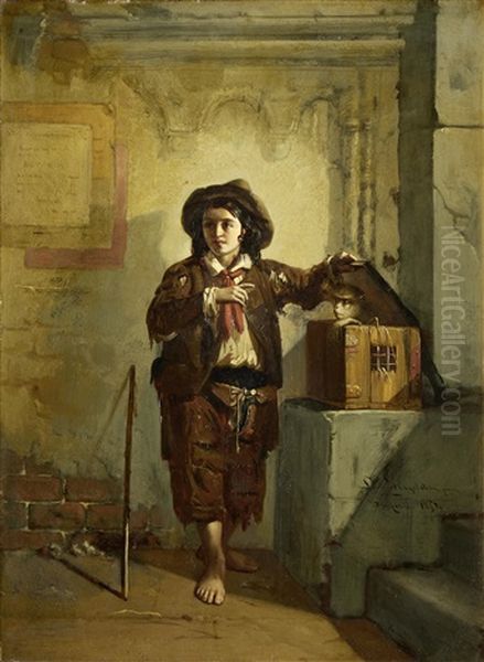 Young Boy With A Monkey Oil Painting by Paul Hagelstein