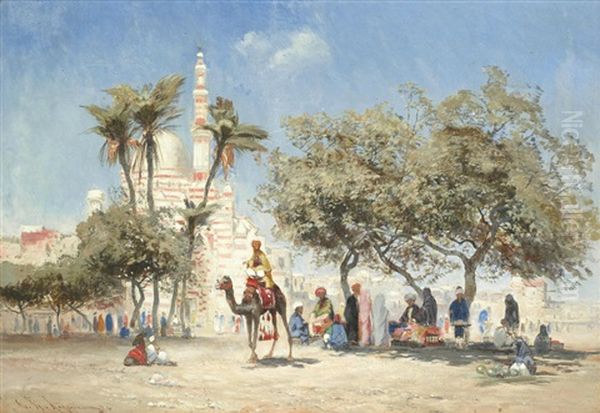 Shaded Market Oil Painting by Godefroy de Hagemann