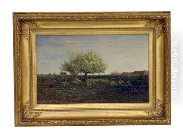 Moutons Sous Le Pommier Oil Painting by Godefroy de Hagemann