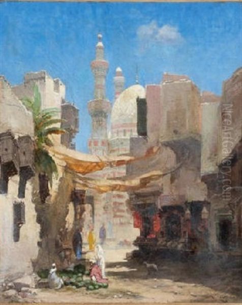 Vue Des Souks Oil Painting by Godefroy de Hagemann