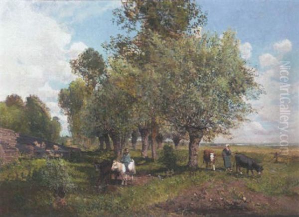 Les Abords Du Village De Marlotte Pres De Fontainebleau Oil Painting by Godefroy de Hagemann