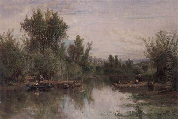 By The River Oil Painting by Godefroy de Hagemann