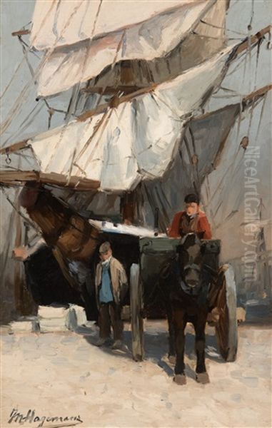 On The Quay Oil Painting by Maurice Hagemans