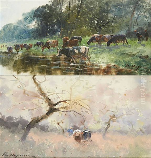 Vaches Oil Painting by Maurice Hagemans