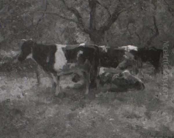 Cattle In A Lowland Orchard Oil Painting by Maurice Hagemans