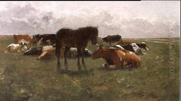 Betail Dans La Prairie Oil Painting by Maurice Hagemans