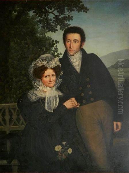 Portrait Of Ernst And Elenore Pressprich Oil Painting by Friederich Hagemeister