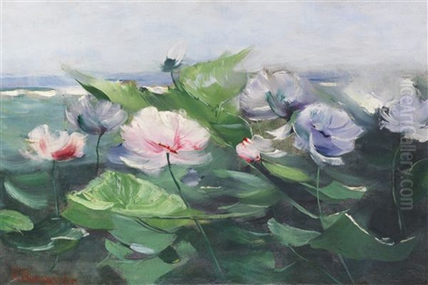 Wasserrosen Oil Painting by Karl Hagemeister