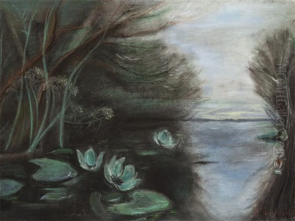 Landscape With Water Lilies Oil Painting by Karl Hagemeister