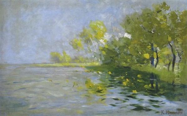 Seenlandschaft (ufer Mit Baumen Und Seerosen) Oil Painting by Karl Hagemeister