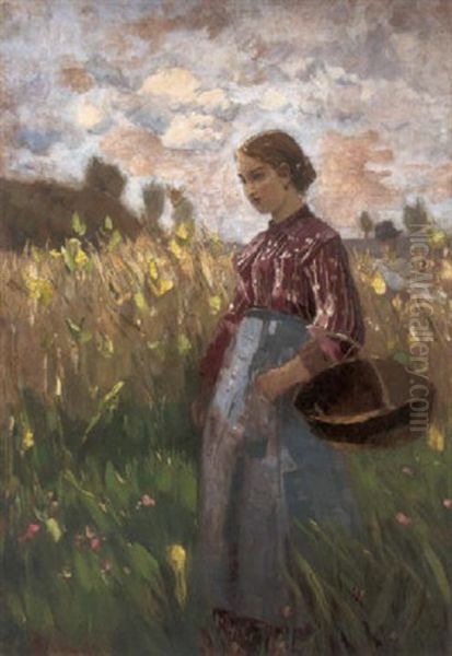 Junge Frau In Sommerlandschaft Oil Painting by Karl Hagemeister