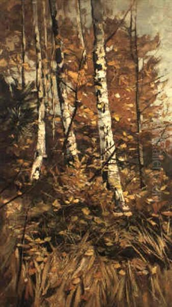 Herbstlicher Birkenwald Oil Painting by Karl Hagemeister