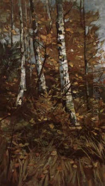 Herbstlicher Birkenwald Oil Painting by Karl Hagemeister