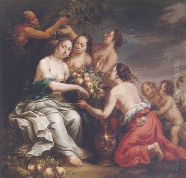 An Allegory Of Abundance Oil Painting by Dingeman van der Hagen