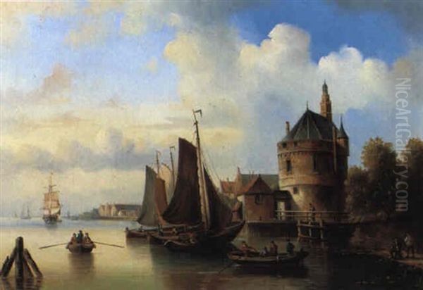 Hollandische Kustenstadt Oil Painting by Jacob Ten Hagen