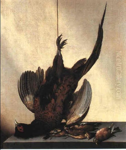 Nature Morte, Fasan Og Smafugle Oil Painting by Jacobus van der Hagen