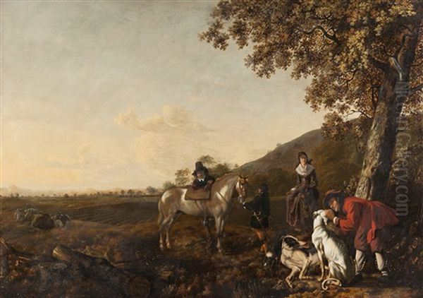 Hunting Party At Rest Oil Painting by Joris van der Hagen