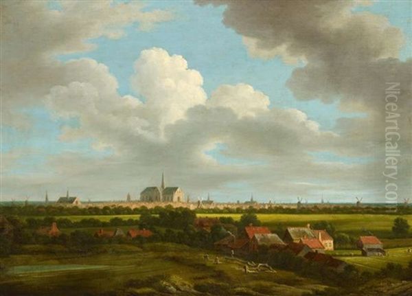 Ansicht Von Haarlem, Im Vordergrund Felder Mit Waschebleiche Oil Painting by Joris van der Hagen