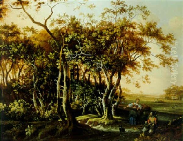 Bewaldete Landschaft Mit Rastenden by Joris van der Hagen