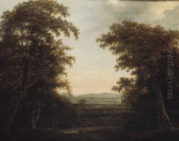 Paysage De La Campagne Hollandaise Avec Une Allee Dans Un Sous-bois Oil Painting by Joris van der Hagen